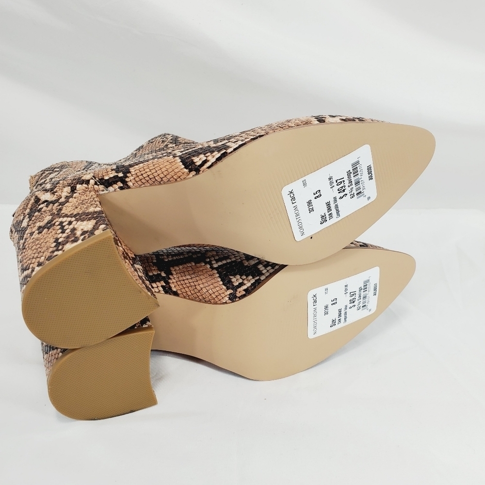 Steve Madden Julianna Pointed Toe Beige Snake Skin Ankle boots side zip size 8.5 - Picture 8 of 8
